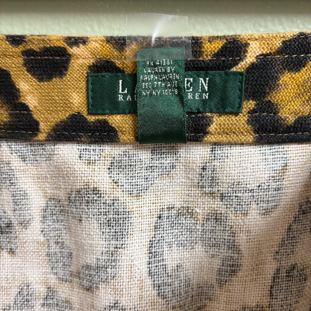 Lauren Ralph Lauren Linen Blend Skirt Size 6P Petite Button Pencil Leopard - Picture 7 of 9